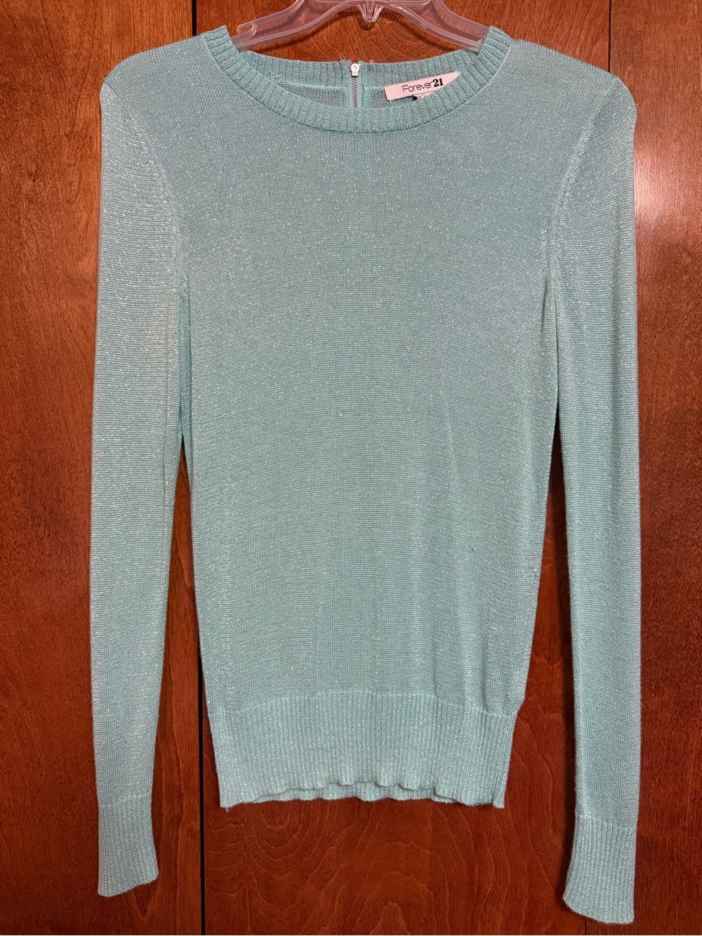 Forever 21 Mint Shimmer Scoop Neck Sweater